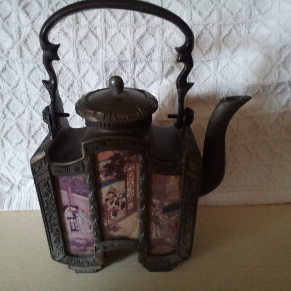 Vintage Chinese Pewter Decorative Tea Pot - Picture 6 of 6